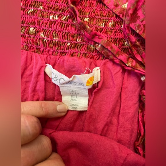 C & C California Cotton Floral Pink Maxi Dress Size Small - Picture 8 of 12